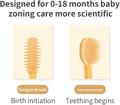 Baby Toothbrush Set, Silicone Baby Tongue Cleaner, 0-18M, 360 Degree Toddler Oral Care Toothbrush