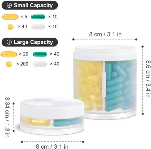 Extra Large Supplement Organizer and Portable Pill Case with 8 Compartments, Double Layers for Monthly Vitamins