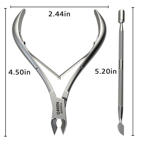 Professional Cuticle Trimmer with Pusher, Silver Stainless Steel Nail Nipper, Sharp Blades for Manicure
