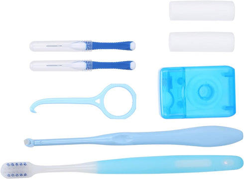 Oral Care Kit for Braces: Portable Hygiene Set with Interdental Brush, Floss, Ortho Wax, and Toothbrush Cleaning Kit