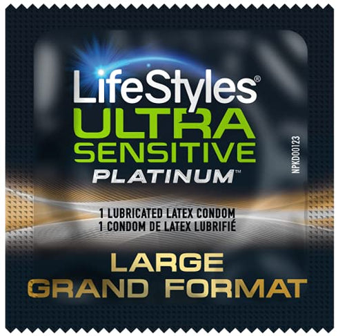 Lifestyles Ultra Sensitive Platinum Large Latex Condoms - Maximum Pleasure