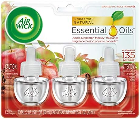 Air Wick Scented Oil Air Freshener, Apple Cinnamon Medley Scent, Triple Refills, 0.67 Ounce (Pack of 6)