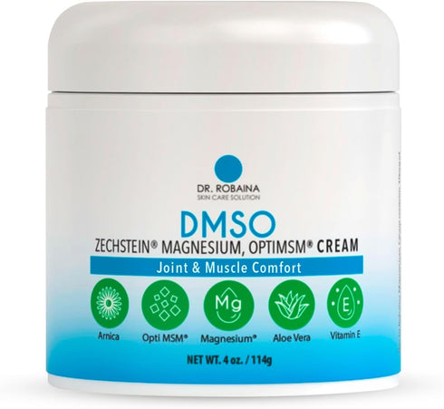 Dr. Robaina DMSO Cream, 99.9% Pure Pharmaceutical Grade Skin Relief Formula with Magnesium, Arnica, Aloe Vera, 4 oz