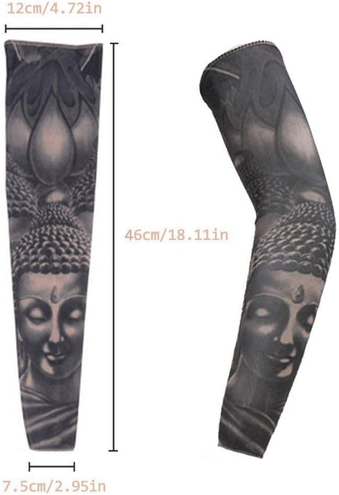 Tvoip Fake Temporary Tattoo Sleeves - Unisex Dark Set, Pack of 6 for Men and Women