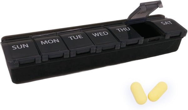 KIRIYUUKI Silicone Weekly Pill Organizer, 7 Day Pill Box Medicine Box Dail Arthritis-Friendly,