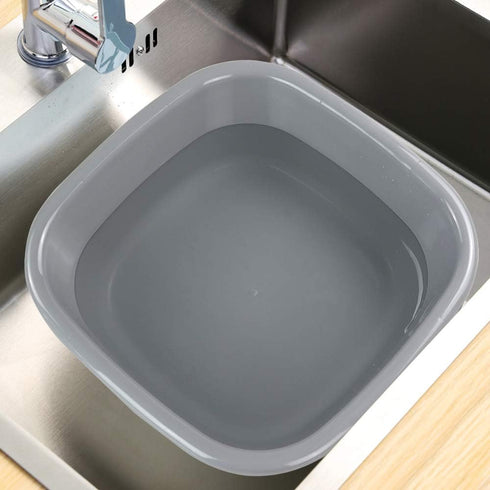 Idomy 4-Pack 8 Idotry Baby Small Wash Basin, Gray Plastic Square Dish Pan, Quart