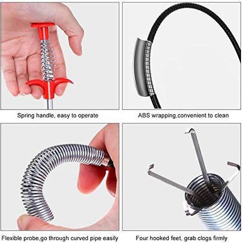 Flexible Grabber Claw Pick Up Reacher Tool with 4 Claws, Bendable Hose for Litter Pick, Home Sink, Drains, Toilet