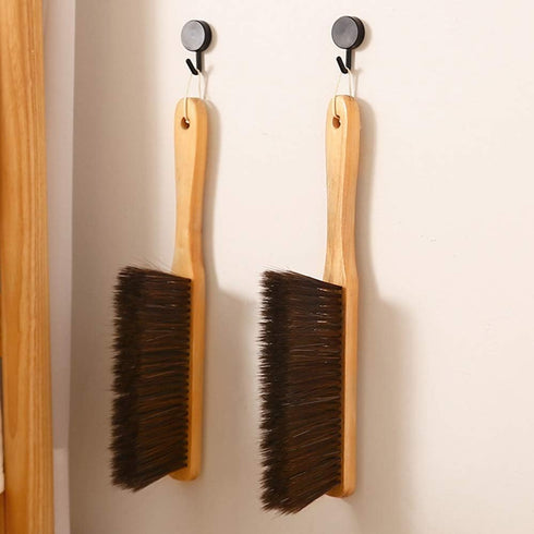 Hand Broom, Soft Horsehair Upholstery Brush with Handle, Dust Broom for Furniture, Couch, Counter, Bed Cleaning
