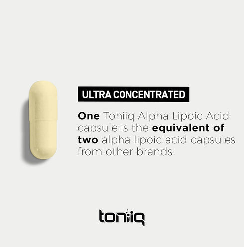 Toniiq 1000mg Ultra High Strength Alpha Lipoic Acid Capsules, 120 Capsules - Highly Purified 99%+ USP Standard