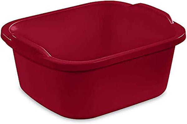 Tribello Plastic Wash Tub Dishpan Basin | 12 Quarts | Heavy Duty Foot Bath for Soaking Feet, Made in USA (Red)