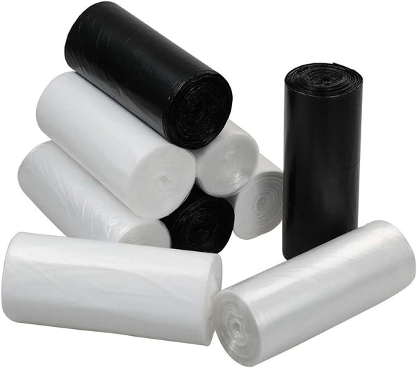 Small Garbage Bags, 3 Gallon, 225 Count, Black, Clear and White