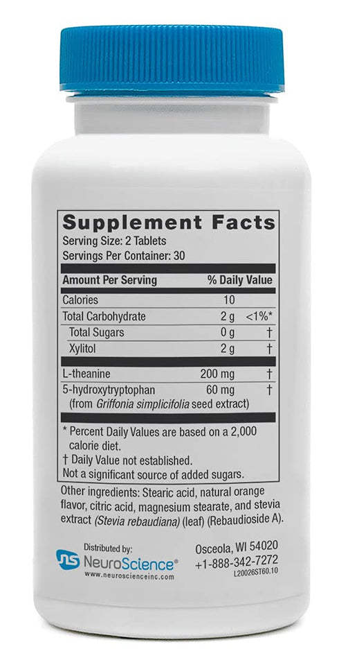 NeuroScience SeroTrex - Chewable 5-HTP with L-Theanine for Mood Support, Calm and Rest in Adults & Children (60 Orange