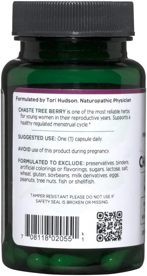 Vitanica Chaste Tree Berry Extract, Vitex Chasteberry Supplement for Women, 60 Capsules, Non-GMO, Vegan