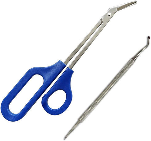 Long Handle Toenail Scissors for Seniors - Easy Reach Clipper for Thick Toe Nail with Ingrown Toenail File