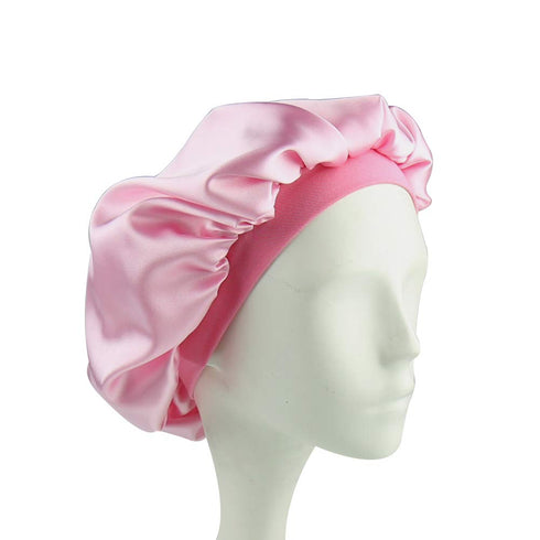 Sleep Cap for Kids Satin Hair Scarf, Girls Night Head Wrap Floral Silk Nightcap Light Pink