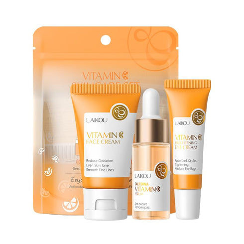 Skin Care Set Vitamin C Beauty Gift, Serum, Eye Cream & Face Cream Travel Kit for Women, 3pcs
