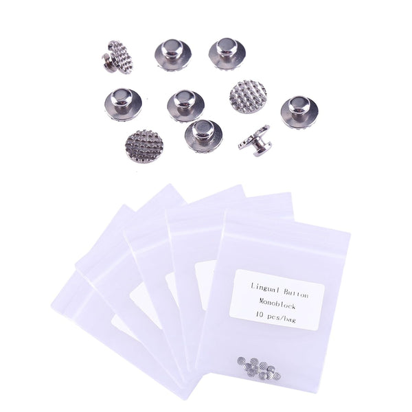 Angzhili 50Pcs/5Bag Dental Lingual Buttons, Round Base Monoblock Orthodontic Materials