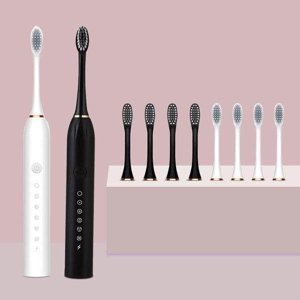 Two Pack Electric Toothbrushes, Rechargeable for Adults and Teens with 8 Brush Heads