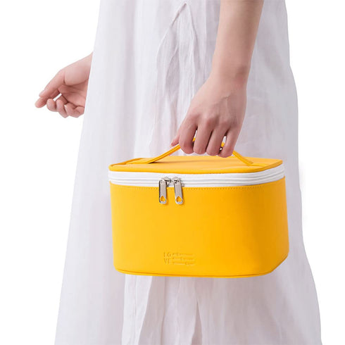 Meiyuuo Small Makeup Bag for Women, Waterproof Zipper Pouch for Purse Essentials, Cute (Bright Yellow)