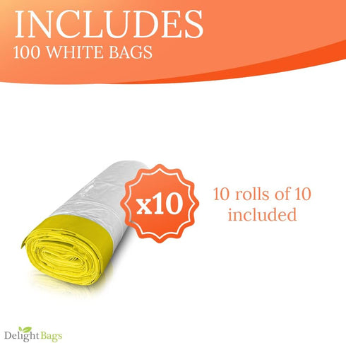 CODE H (100 Count), Compatible with Simplehuman Code H, White Drawstring Trash Bags