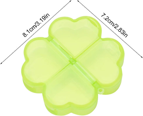 miihello 4 Grids Daily Pill Organizer, Portable Plastic Pill Storage Box with Independent Opening Design, Four-Leaf