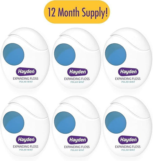 Hayden Enamel Care Dental Floss for Sensitive Mouths, Mint Flavor, 30 Yards per Unit (Pack of 6)