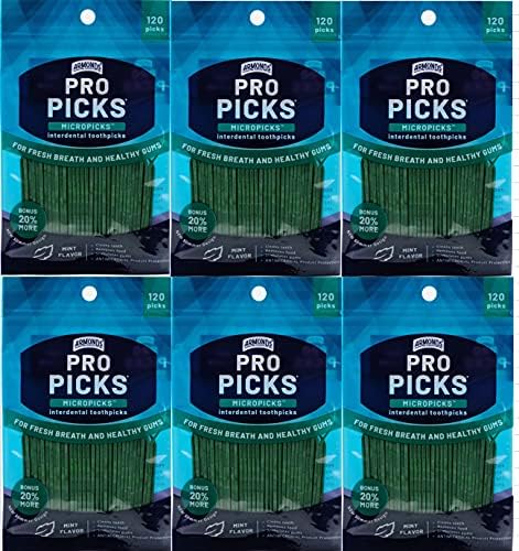 ProPicks MicroPick Dental Picks for Teeth Cleaning with Zinc Oxide, Disposable Plastic Toothpicks, 6 Packages x 120