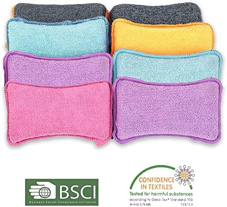 Pack 8 UPSTAR Dish Sponges Kitchen, Microfiber Cleaning Scrubber for Dishwashing, Sink, Basin and Multi-Pupose, Size L