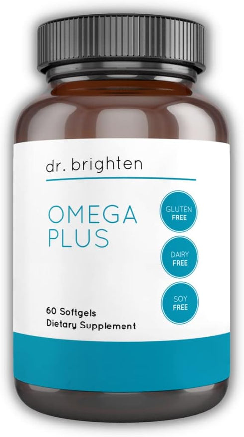 Dr. Brighten Omega Plus — 1600 mg Non-GMO Fish Oil Supplement for Heart, Brain, Immune System, 60 Softgels