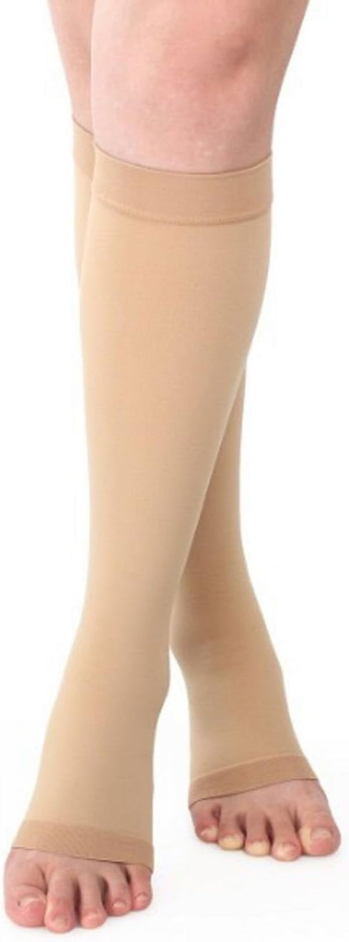 Runee 15-20 mmHg Knee High Compression Socks - Open Toe for Swelling