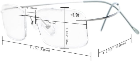 Eyekepper Titanium Rimless Reading Glasses for Men Women - Gunmetal +0.00