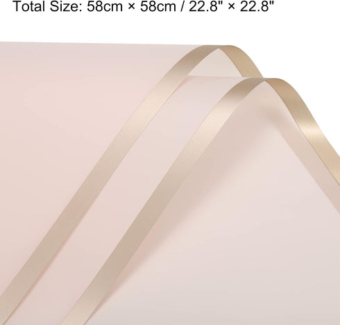 MECCANIXITY 10 Pcs Gold Edge Flower Wrapping Paper Lotus Color 22.8x22.8 Inch Waterproof for Florist Bouquet Supplies, DIY Crafts, Gift/Gift Box Packaging