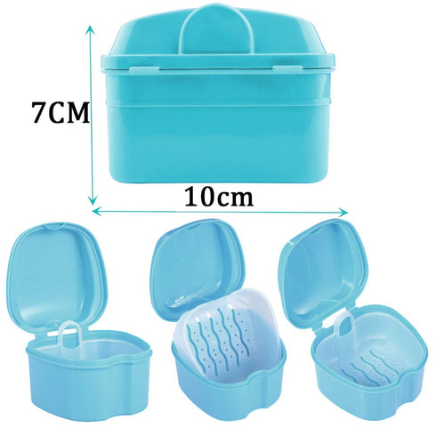 Denture Bath Box Cup, Complete Clean Care for Dentures, Clear Braces, Mouth Guard, Night Guard & Retainers