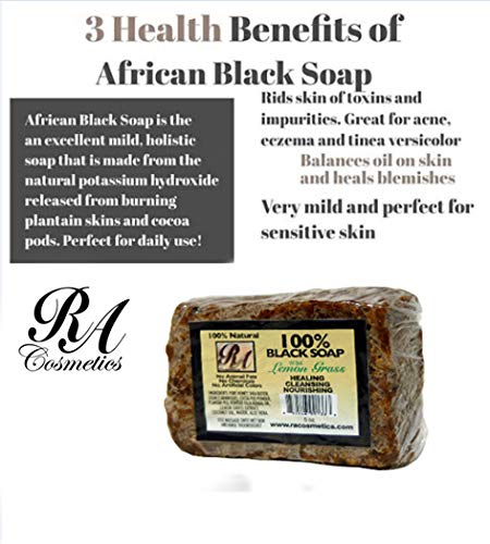 RA Cosmetics 100% Black Soap, Lemon Grass, 5 oz