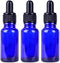AKOAK 30ml Blue Glass Bottle with Dropper, Pack of 3 for Essential Oils or Laboratory Chemicals