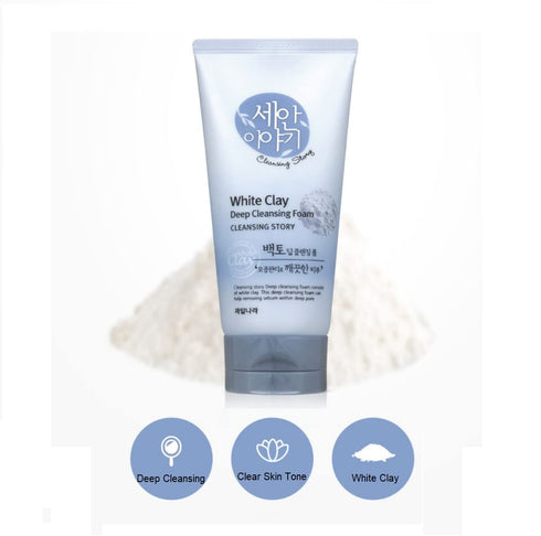 Kwailnara Cleansing Story Natural Facial Deep Foam Cleansing, White Clay