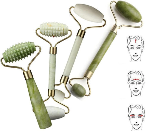 LadyCent Slimming Roller-1 Jade Stone Facial Massage Roller, for Face Eye Face Neck Natural Massager Guasha Scraper
