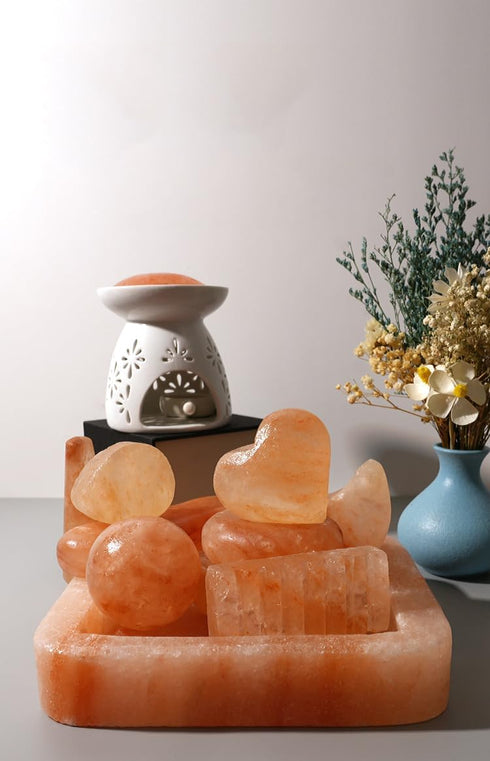 QYLHH Set Moon Shape Himalayan Salt Massage Stones Hot Massage Cold Massage Stones Warm Rocks Kit for Facial SPA