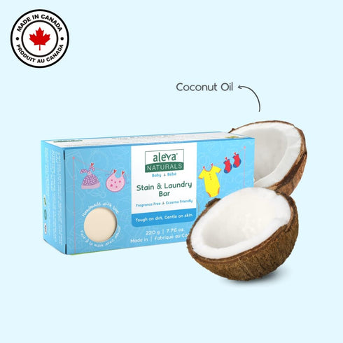 Stain Remover and Laundry Bar, Natural and Organic Ingredients, 220 grams, Targets Spit-Up and Soiled Clothing