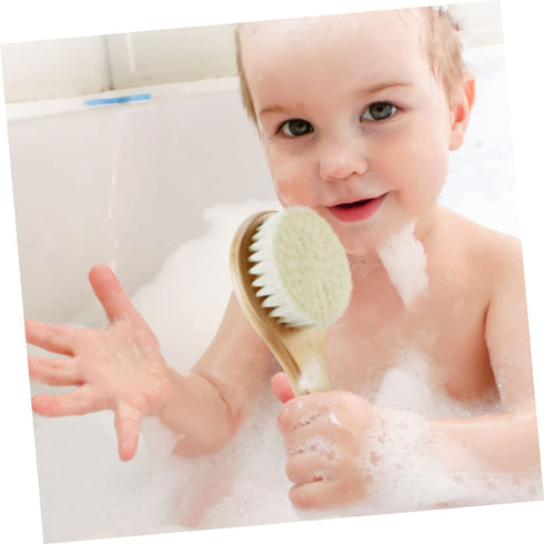 VANZACK Set Wool Baby Brush for Newborns Wooden Scalp Grooming Comb Soft Bristle Hair Brush for Infant Care