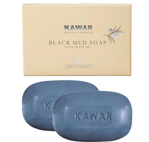 Dead Sea Black Mud Soap with Shea Butter & Olive Oil, 4.2 oz (Pack of 2), Relief for Acne, Psoriasis