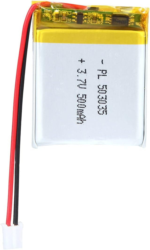 3.7V 500mAh 503035 Lipo Battery Pack with PH 2.0mm JST Connector, Rechargeable Lithium Polymer Ion Battery