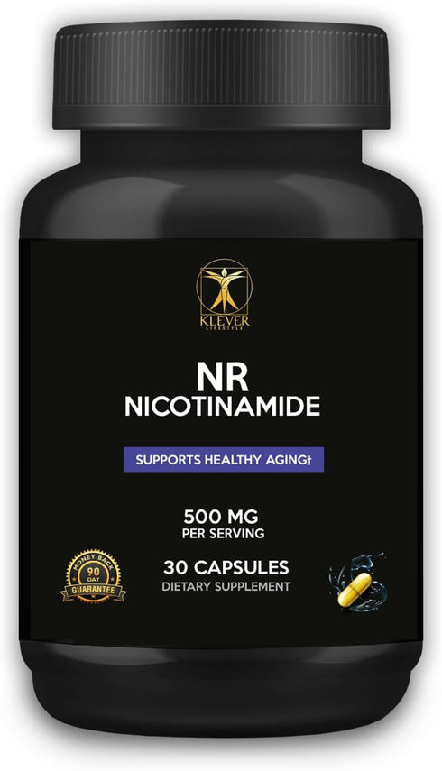 Klever Lifestyle Nicotinamide Riboside Supplement - Cellular Function & Anti Aging Support, Vitamin B3 Family, 500mg