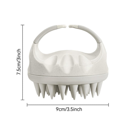 Scalp Massager Shampoo Brush, Scalp Scrubber with Soft Silicone Bristles, Scalp Exfoliator Brush with Soft Silicone, Soft Silicone Scalp Scrubber for Wet and Dry Hair (Creamy White)