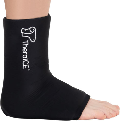 TheraICE Ankle Ice Pack Wrap - Reusable Cold Therapy Sock Compression for Swelling, Plantar Fasciitis, Achilles
