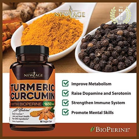 Turmeric Curcumin with Bioperine Capsules, Natural Joint & Healthy Support with 95% Standardized Curcuminoids (90 Count)