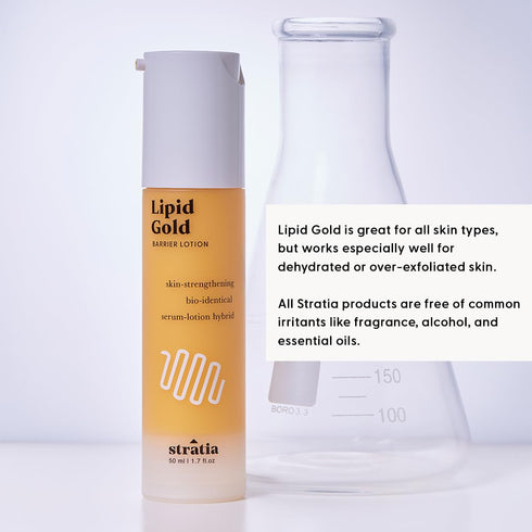 Stratia Lipid Gold Skin-Strengthening Ceramide Moisturizer, Niacinamide Serum for All Skin Types, 1.7 Fl Oz