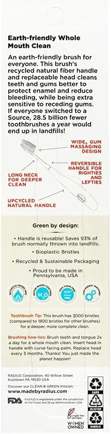 Pack 1 RADIUS Toothbrush Source Floss Brush BPA Free & ADA Accepted Improve Gum Health & Reduce Gum Issues - Medium