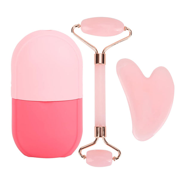 Facial Skincare Ice Roller Mold, Ice Roller for Face and Eye, Beauty Cube for Skin Brightening, Pink Set
