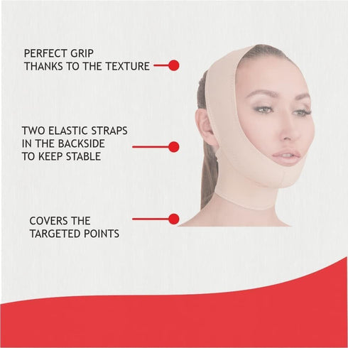 Slimmer, Post Surgical Chin Strap Bandage for Women - Neck and Chin Compression Garment Wrap - Face Jowl Tightening (L)